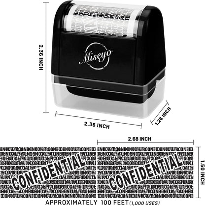 Miseyo Identity Theft Protection Roller Stamp Set - Black (6 Refill Ink Incleded)
