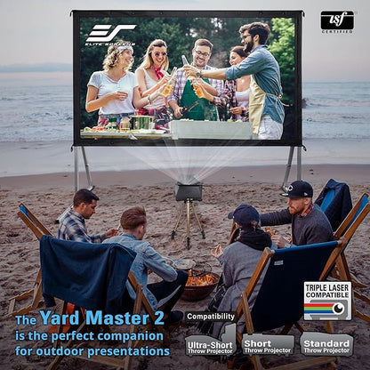 Elite Screens Yard Master 2, 90 inch Outdoor Projector Screen with Stand 16:9, 8K 4K Ultra HD 3D Fast Folding Portable Movie Theater Cinema 90" Indoor Foldable Easy Snap Projection Screen, OMS90H2