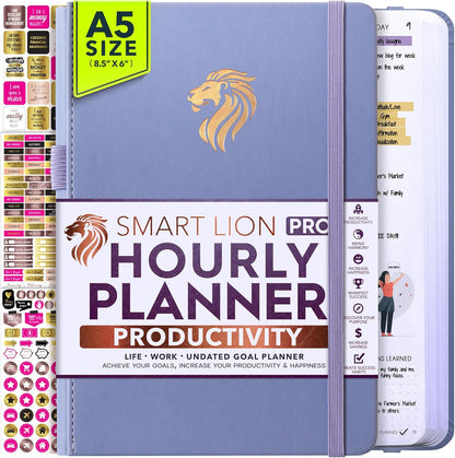 Hourly Planner - Undated Daily, Weekly & Monthly Planner with Budget Section | A 12 Month Journey to Increase Productivity & Happiness | Life Organizer & Gratitude Journal - Vertical Format