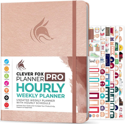 Clever Fox Planner PRO Schedule – Undated Weekly & Monthly Life Planner with Time Slots, Appointment Book & Daily Organizer, A4 (Rose Gold)