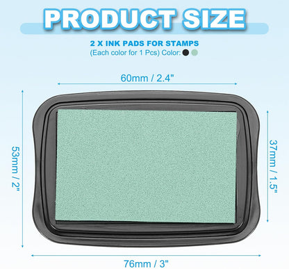 PATIKIL 3"x2" Large Stamp Pad, 2Pcs Washable Craft Ink Pad for Rubber Stamp Card Making Stamping Scrapbook Fingerprint Handprint, Green/Black