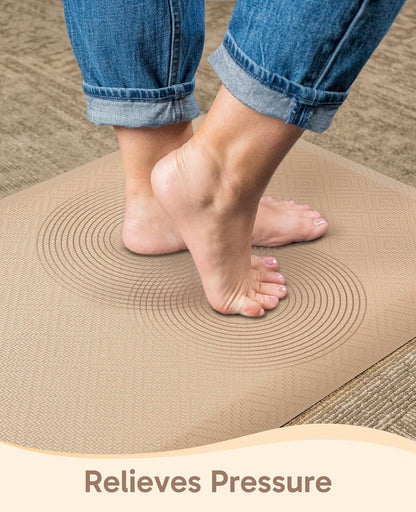 Ophanie Kitchen Mats for Floor, 3/4 Inch Thick Kitchen Rugs, Anti Fatigue Standing Cushioned Mat, Waterproof,Comfort Ergonomic Mat for Office, Home, Sink, 24'' x 70'' Beige Non-Slip Bottom
