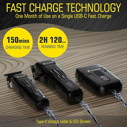 BESTBOMG® Hair Clippers for Men, Professional Hair Clippers, Beard Trimmer& Rechargeable Shaver Set, Metal T-Blade, LED Display, Barber Hair Cutting Kit for Men Grooming & Gifts, BS-808A (Black)