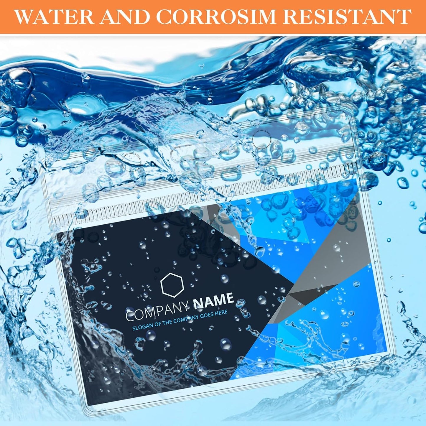 Marspark 100 Sets Clear Name Tags with Lanyard, Lanyards for ID Badges Reusable Strap with ID Holder Plastic Name Badges for Adults Business School Church Conference (Orange)