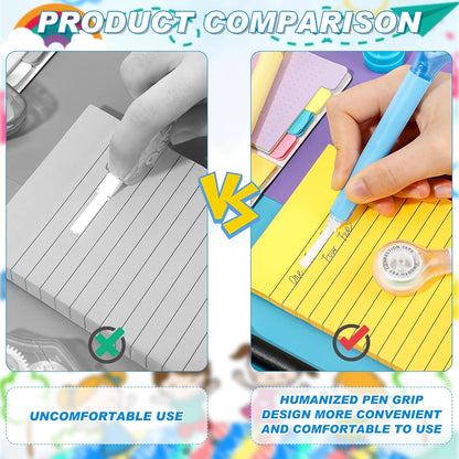 10 Pack Correction Tape Pen Correctional Ink Tape Push Pull Protective, Easy to Use Applicator for School Office Supplies, 0.2 x 236 Inch(Bright Color)