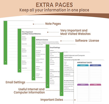 SUNEE Password Book with Colorful Alphabetical Tabs, Password Books for Seniors, Password Keeper Book for Computer and Internet Address Website Login, 5.3''x 7.7''- Brown