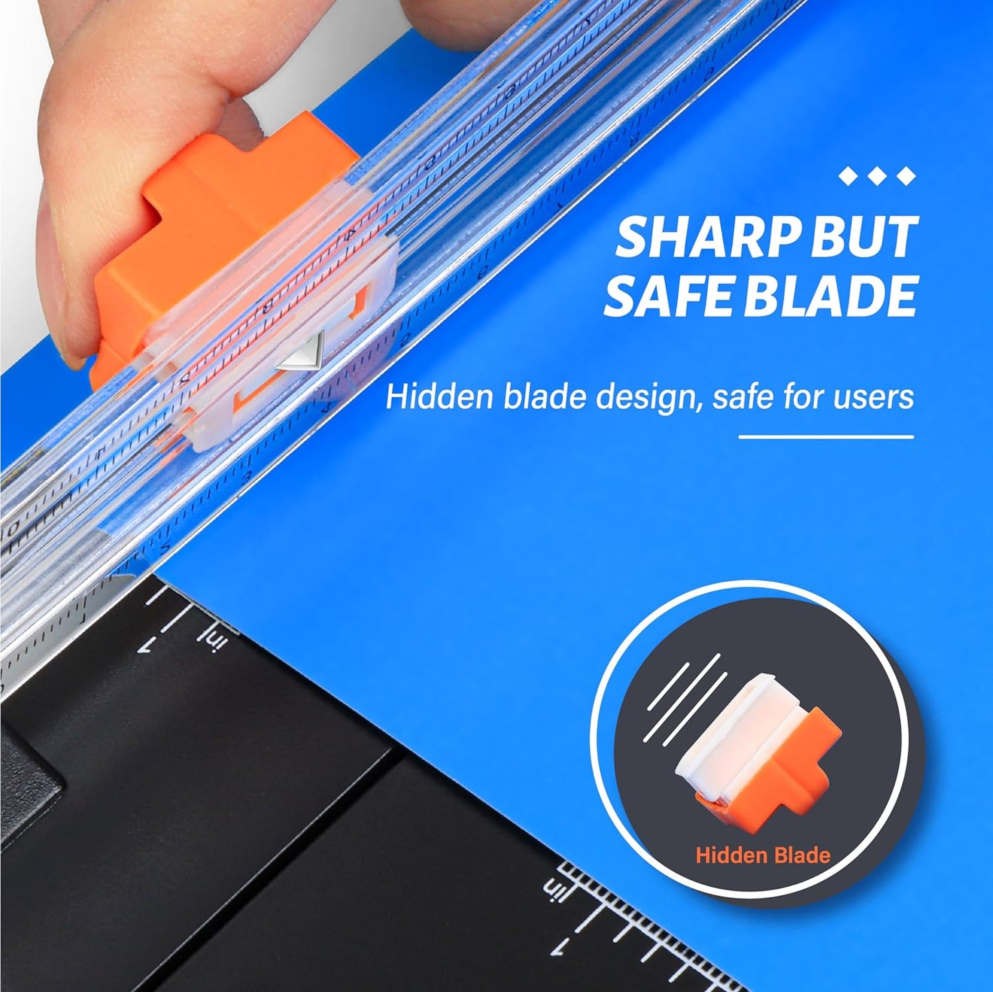 Evteck Paper Cutter 12 Inch Paper Trimmer Slider Crafting Scrapbooking Supplies for A4 Vinyl Photo Cardstock with Security Blade and Foldable Ruler