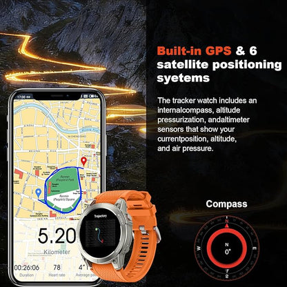 Smart Watch for Men GPS Fitness: 1.43" AMOLED Military Make Answer Call Running Digital Mens Watches Waterproof Smartwatch Android Phone iPhone Samsung Compatible Step Tracker SpO2 Heart Rate Monitor