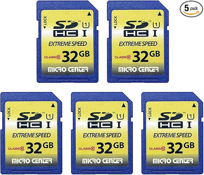 32GB Class 10 SDHC Flash Memory Card Full Size SD Card USH-I U1 Trail Camera Memory Card by Micro Center (5 Pack)