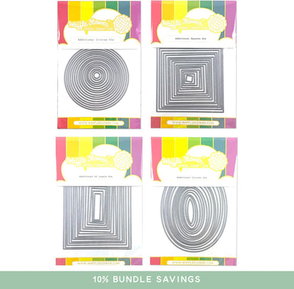 Waffle Flower Nesting Basics Dies Bundle 2 - Panels Mats Layers Craft Dies - Rectangles & Ovals, Circles & Squares
