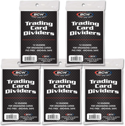 BCW Trading Card Dividers (50 Pack) | Archival Quality with Write-On Tabs | Fits 3200 & 5000 Super Monster Trading Card Storage Boxes