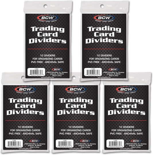 BCW Trading Card Dividers (50 Pack) | Archival Quality with Write-On Tabs | Fits 3200 & 5000 Super Monster Trading Card Storage Boxes