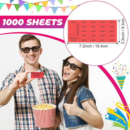 Kosiz 1000 Sheet 20 Bid Raffle Tickets Chinese Auction Tickets Sheets Auction Fundraiser Ticket Numbered with Name and Phone Number Per Sheet Raffle Tags for Silent Auction (Red)