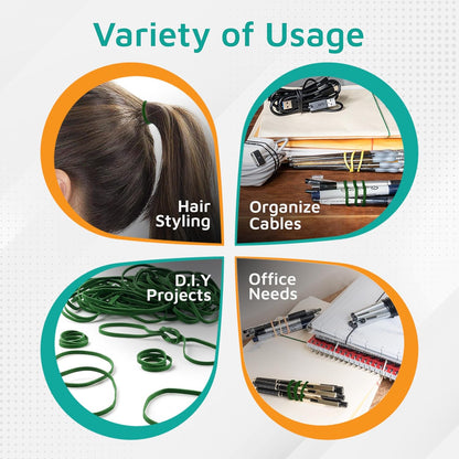 PlasticMill Dark Green Rubber Bands Size 33 (3 1/2" x 1/8") - #33 Colored Rubber Bands Office Supplies - Strong, Elastic Bands for Crafts, Balloon Garland, Cash, File Folders (500-Pack)