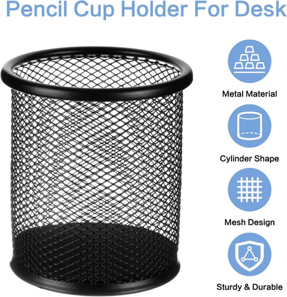 M&G Black Mesh Pen Holder, Metal Pencil Cup Holder Wire Mesh Pencil Holder for Desk Office School Organizer