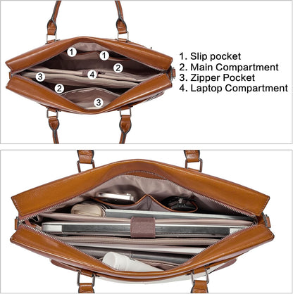 BOSTANTEN Briefcase for Women Leather Laptop Bag 15.6 inch Computer Messenger Office Business Work Tote