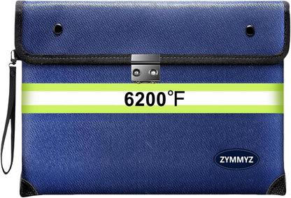 6200°F Fireproof Money Bag with Lock,9 Layers of Heat Insulated Materials,Upgraded Fireproof Zipper/Reflective Strip,Water Resistant Fire proof for Cash,A5 documents