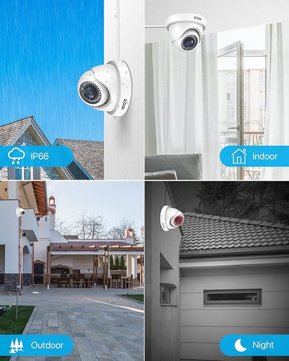 ZOSI 4 Pack 1080P Security Cameras,Night Vision,2MP Outdoor Indoor CCTV White Dome Camera Compatible with 1080P/5MP/4K HD-TVI Analog CCTV DVR System