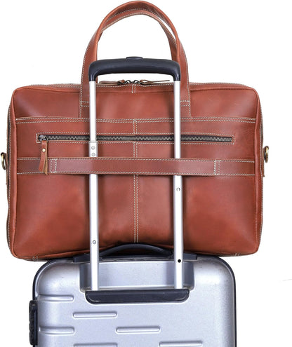 Full Grain italian Leather Briefcase for Men Top Choice Gifts Handcrafted Laptop Bag with Multiple Compartments