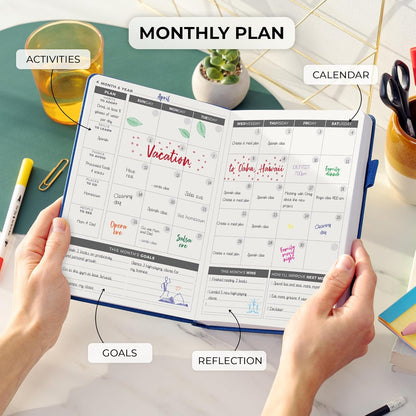 Clever Fox Daily Planner – Undated Planning Notebook with Hourly Schedule & To-Do List – Personal Day Task & Work Organizer, 6 Months (Mystic Blue)