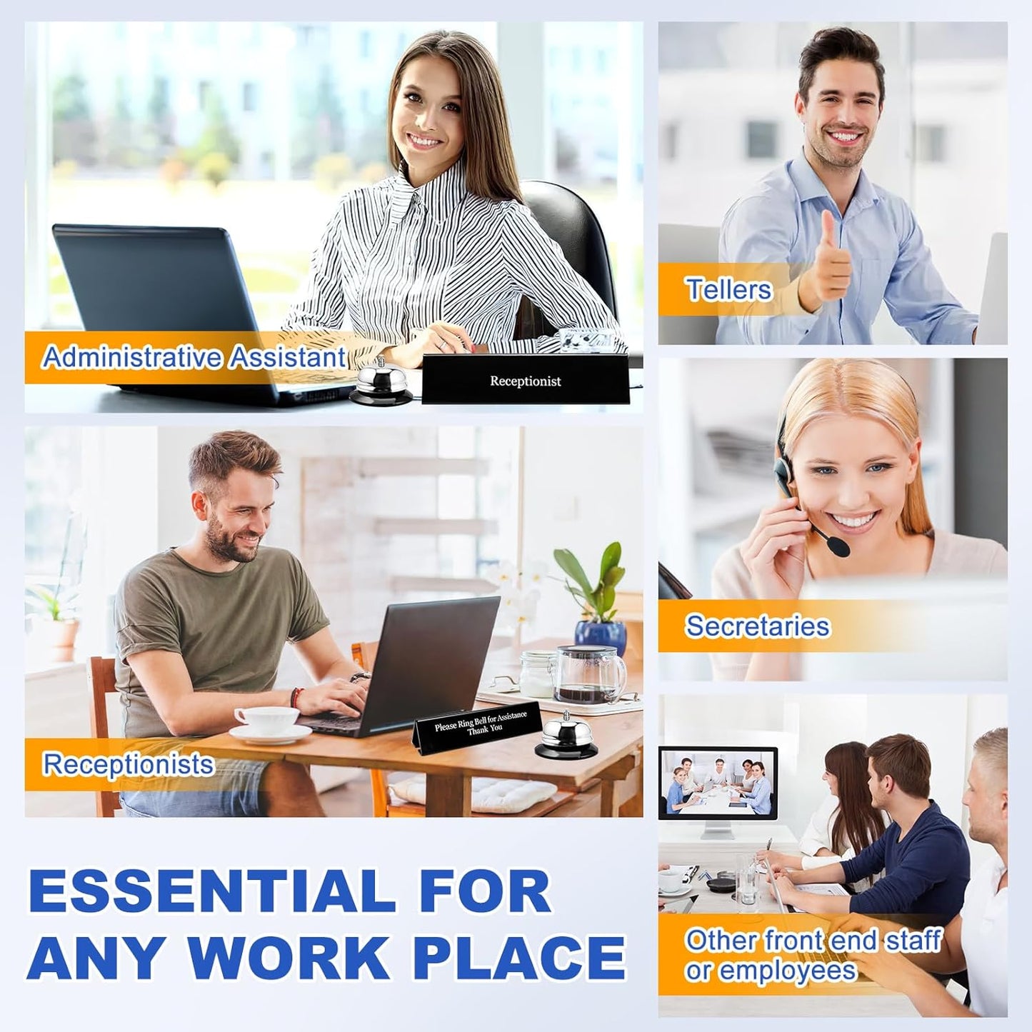 UCEC Office Receptionist Desk Sign - Double Sided Printed Sign for Lobby or Front Desk Service, 7.8" x 2"