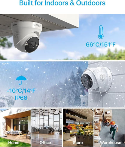 ZOSI 4K POE Security Camera System Outdoor, 4PCS 4K Spotlight Wired Cameras for Home Security, Person Vehicle Detection, Color Night Vision, 8 Ports 16CH 8MP NVR with 2TB HDD for 24/7 Recording