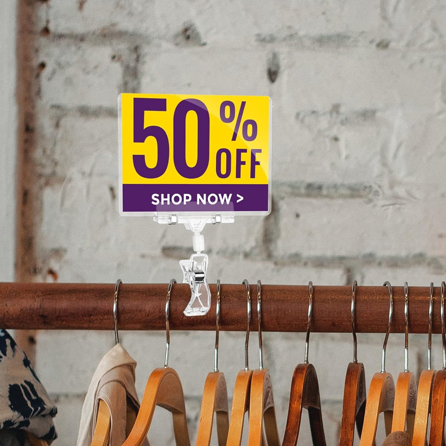 Mlici Clear Rotating Sign Holder with Clip, 16 PC Sign Clips POP Swivel Sign Holding Clamp for Retail Store Office, 4x6 Inch PVC Card Holder Protector for Merchandise Display Tags