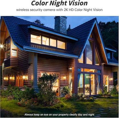 Security Cameras Wireless Outdoor, 2K Battery Powered WiFi Camera with AI Motion Detection, Spotlight & Siren Alarm, Color Night Vision, 2-Way Audio, Waterproof Indoor/Outdoor Surveillance