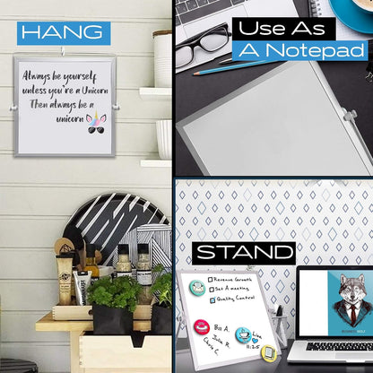 Small Desktop Weekly Planner White Board - Calendar 10"x10" Dry Erase Magnetic to Do List Board with Stand, 3 Markers, 4 Magnets, Eraser - Portable Tabletop Whiteboard for Home School & Office
