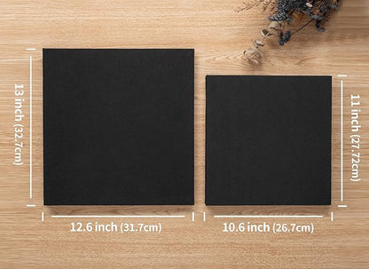 Large Photo Album Self Adhesive 4x6 8x10 10x12 13"x12.8" Magnetic Scrapbook Album 12.6"x11" Inch 60 Sticky Pages Linen Cover DIY Photo Album with A Metallic Pen and DIY Stickers(Black)