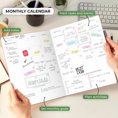Clever Fox Planner PRO Schedule – Undated Weekly & Monthly Life Planner with Time Slots, Appointment Book & Daily Organizer, A4 (Gray)