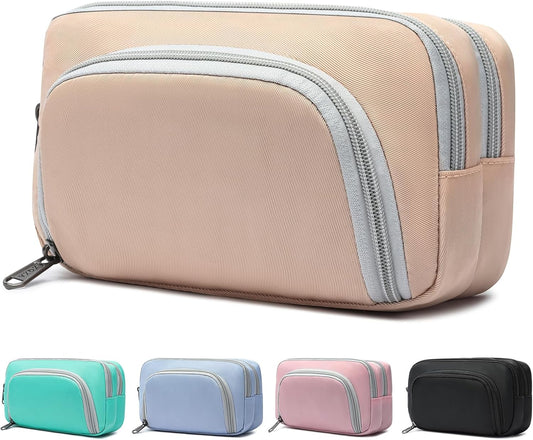 XQXA Pen Pouch Large Capacity Pencil Case Organizer, Multifunctional Pencil Pouch with 3 Compartmens, Big Pencil Bag for Office Travel Men Women Adult (01-Creamy Rice)