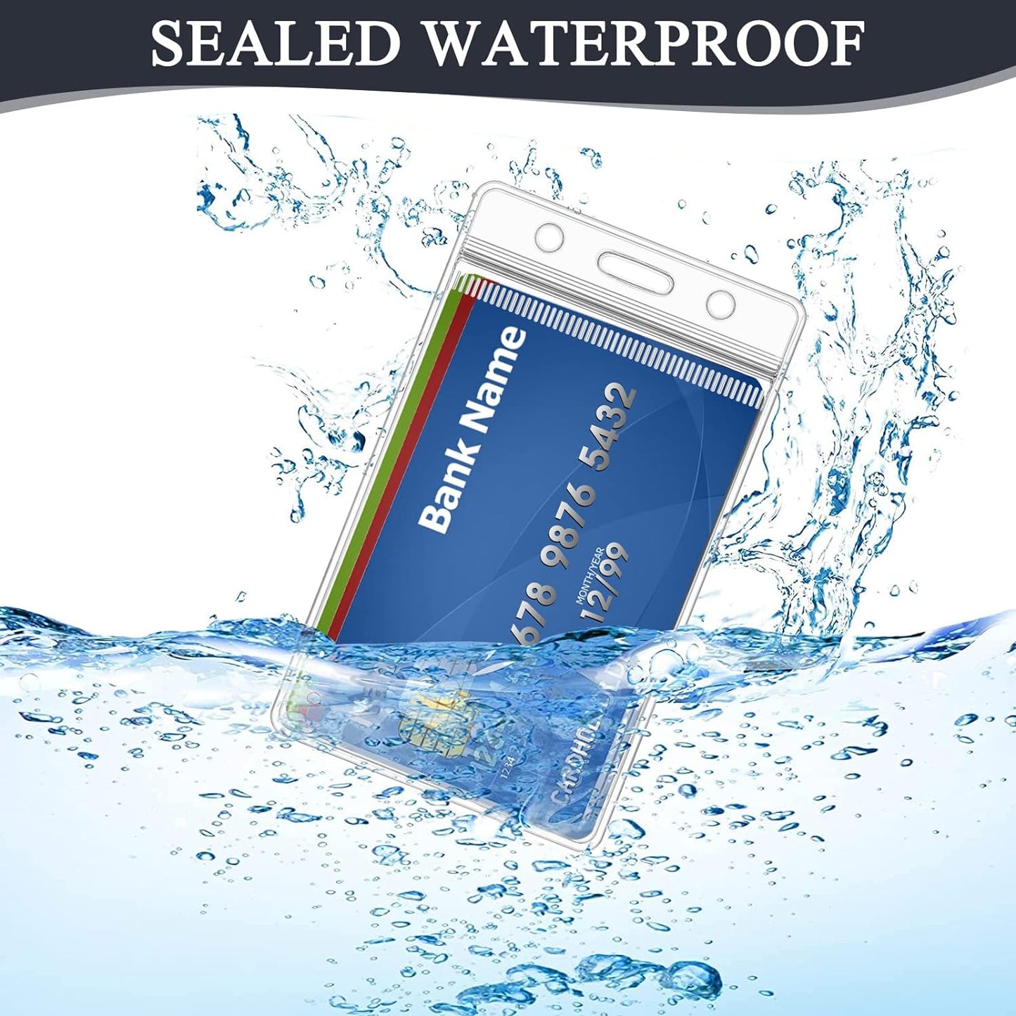 60 Pack ID Badge Holder - Vertical Badge Holder, 2.25" x 3.5" Clear Cards Holders for Lanyard, Plastic Sealable Waterproof, Name Tag Holder for Nurses, Office, and School