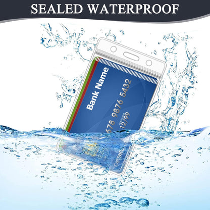 30 Pack ID Badge Holder - Vertical Badge Holder, 2.25" x 3.5" Clear Cards Holders for Lanyard, Plastic Sealable Waterproof, Name Tag Holder for Nurses, Office and School