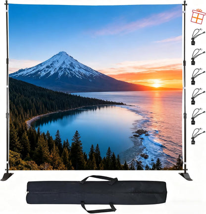 10x8ft Adjustable Metal Telescopic Tube Backdrop Stand，for Parties and Photography Sessions Heavy Duty Background Stand，Portable Install and Repeat use Banner Stand for Photoshoot，with Carrying Bag