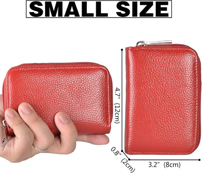 Easyoulife Genuine Leather Credit Card Holder Zipper Wallet With 26 Card Slots