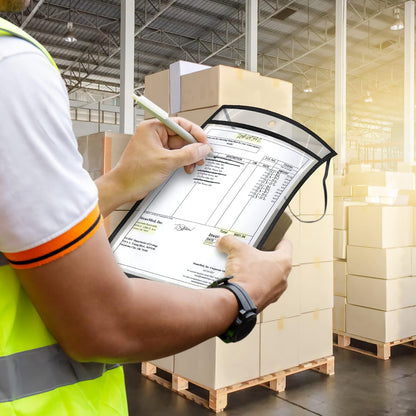 20 Pack Job Ticket Holders 9x12 with Strap - Permit Holder for Documents - Hanging Shop Ticket Holders - Work Order Plastic Sleeves - Dry Erase Pockets Sleeves Mechanic & Automotive Work Order Sleeve