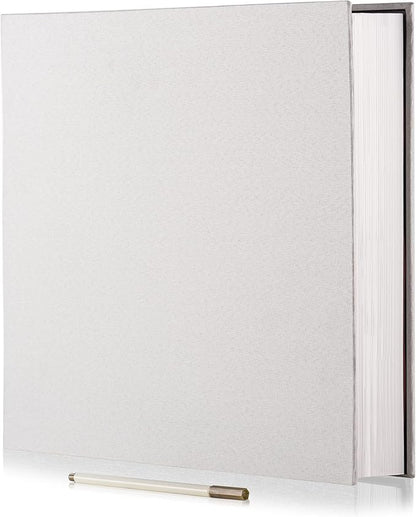Large Photo Album Self Adhesive 4x6 5x7 6x8 8x10 Pictures Scrapbook Magnetic Album DIY Scrap Book 60 Sticky Pages Linen Cover DIY Photo Album with A Metallic Pen and DIY Accessories(White)