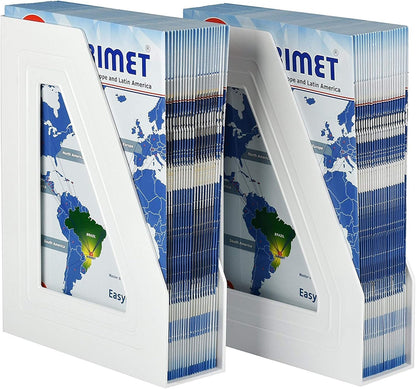 Acrimet Magazine File Holder, Durable Rack, Space-Saving Organizer (Plastic) (White Color) (2 pack)