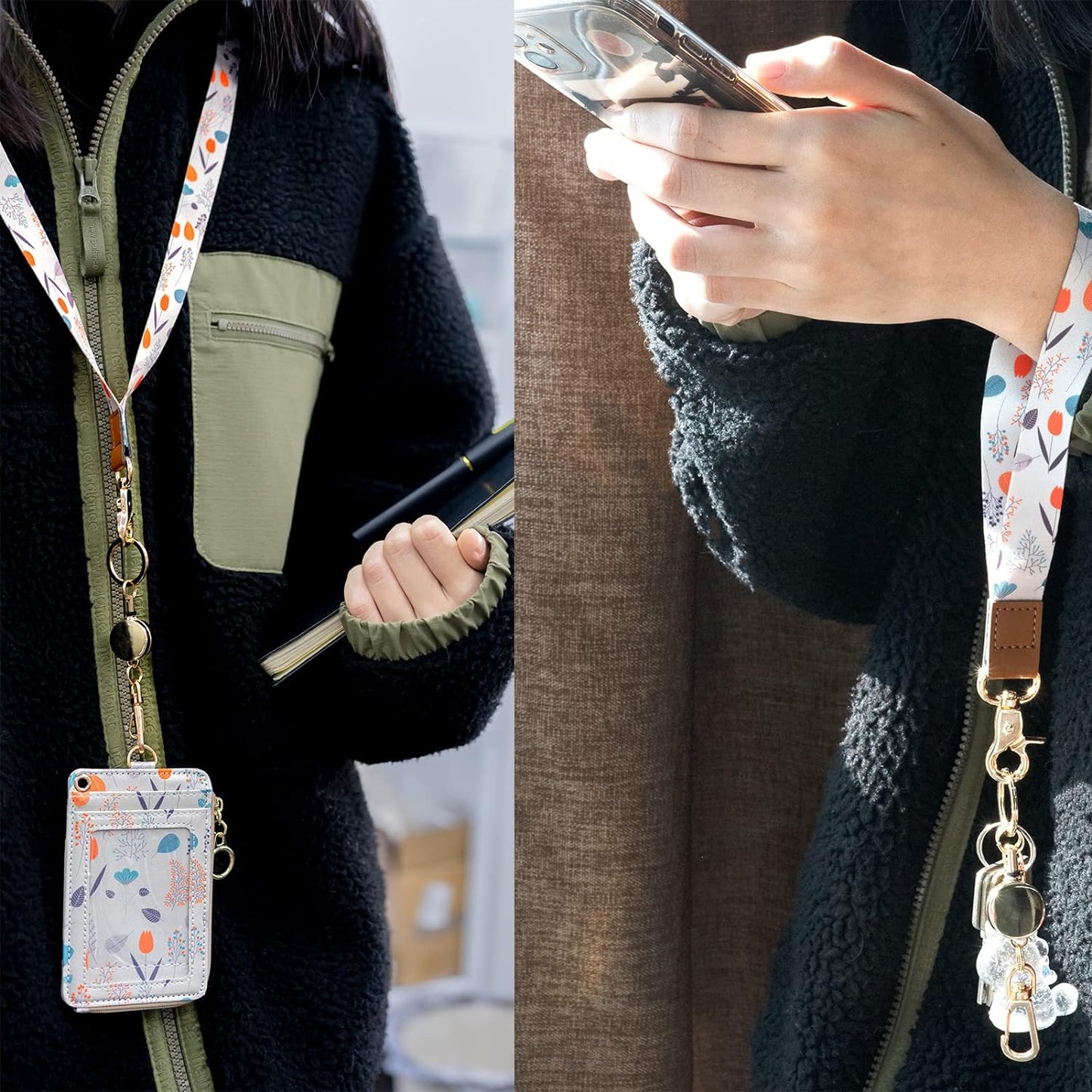 bolimoss 3 Pack Retractable Keychain, Retractable Badge Holder, Badge Reel for Id Card Holders, Id Card Holder （Black）