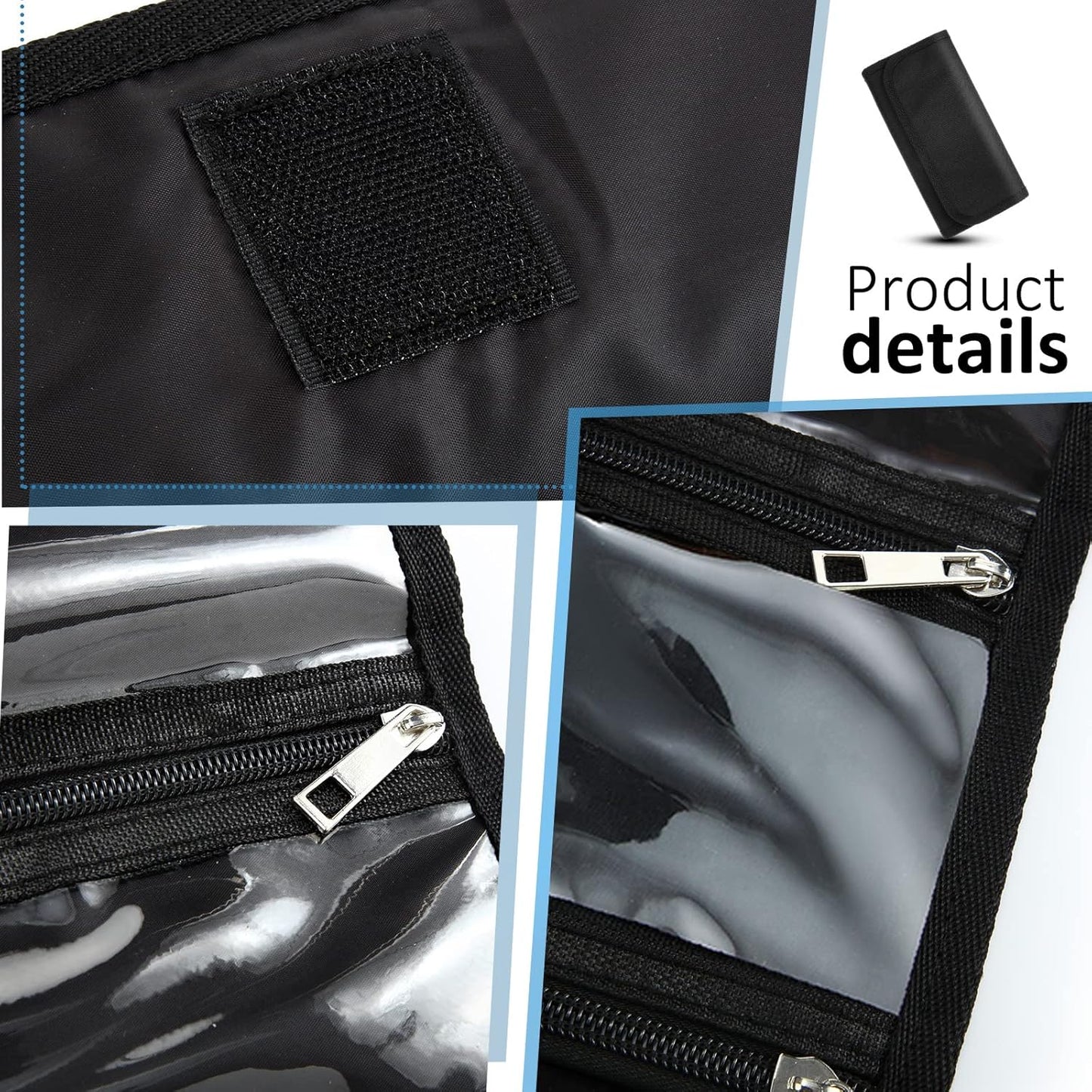 Money Organizer, Money Wallet for Cash with 8 Zippered Pockets Multipack Cash Bill Organizer Envelope Wallet for Budgeting Savings Travel Currencies Receipt Coupons Tips, Black(Black)