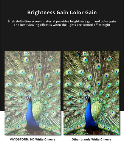 VIVIDSTORM-4K Movie Projector Screen S 100 Inch Sound Transparent Perforated Floor Rising White Fabric 4k HD Ready Home/Movie Theatre Work with Normal Throw Projector, VSDSTPW100H