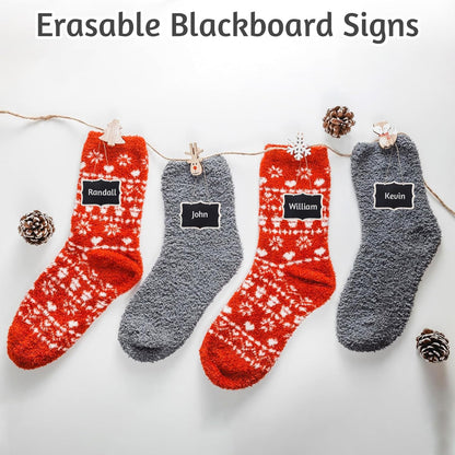 20Pcs Mini Chalkboard Signs,Hanging Small Chalkboard Sign,Chalkboard Tags with String,Double-Sided Hanging Food Labels for Party Buffet,Wooden Erasable Price Message Tags Blackboard