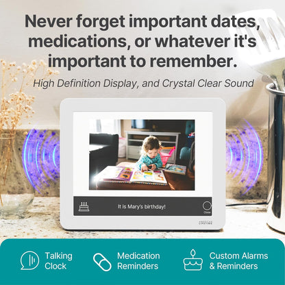 American Lifetime New 2025 Dementia Clock Large Digital Clock for Seniors, Alzeimer Clock Large Display with Custom Alarms, Clock with Day & Date for Elderly, Digital Calendar Premium White Pro