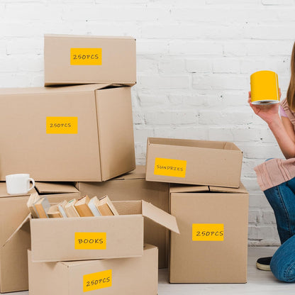 3 x 5 Inch 250Pcs Rectangle Color Coding Stickers,Strong Adhesion Easy to Write Label for Moving,Box Organization,Inventory,Business,Fluorescent Orange