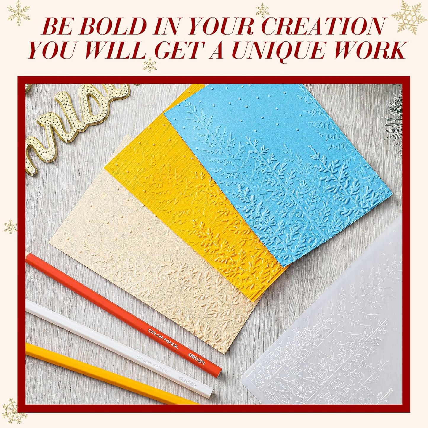 Geiserailie 8 Pieces Embossing Folders Embossing Machine Template Paper Card Heart Folders for Card Making DIY Flower Scrapbook Photo Album Craft Decoration 5.9 x 4.1 Inch(1 Pcs,Christmas Tree Style)