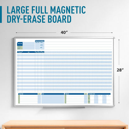 Business Gantt Chart Board – 40"x24" Professional Project Management Whiteboard with Tapes & Markers