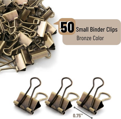 Mr. Pen - 50Pack Mini Bronze Binder Clips 0.75 in, Paper/Binder/Small Office Clips