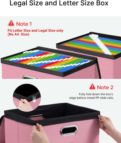 Oterri 1 Pack Large File Organizer Boxes with Lids, File Box with Mesh Pockets, Document Organizer Box for Legal/Letter Size Folders, Zippers Important Document Organizer (Pink, Without Folders)