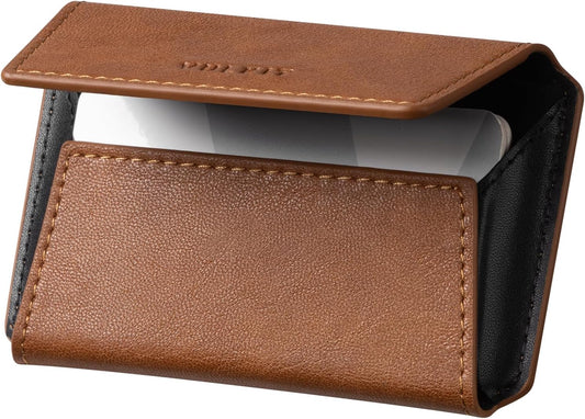 VULKIT Leather Business Card Holder Case for Men Slim Pocket Business Card Wallet Name Card Case Holder, Holds 20 Business Cards Brown
